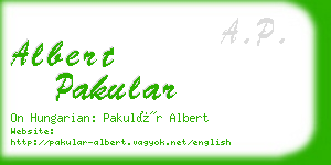 albert pakular business card